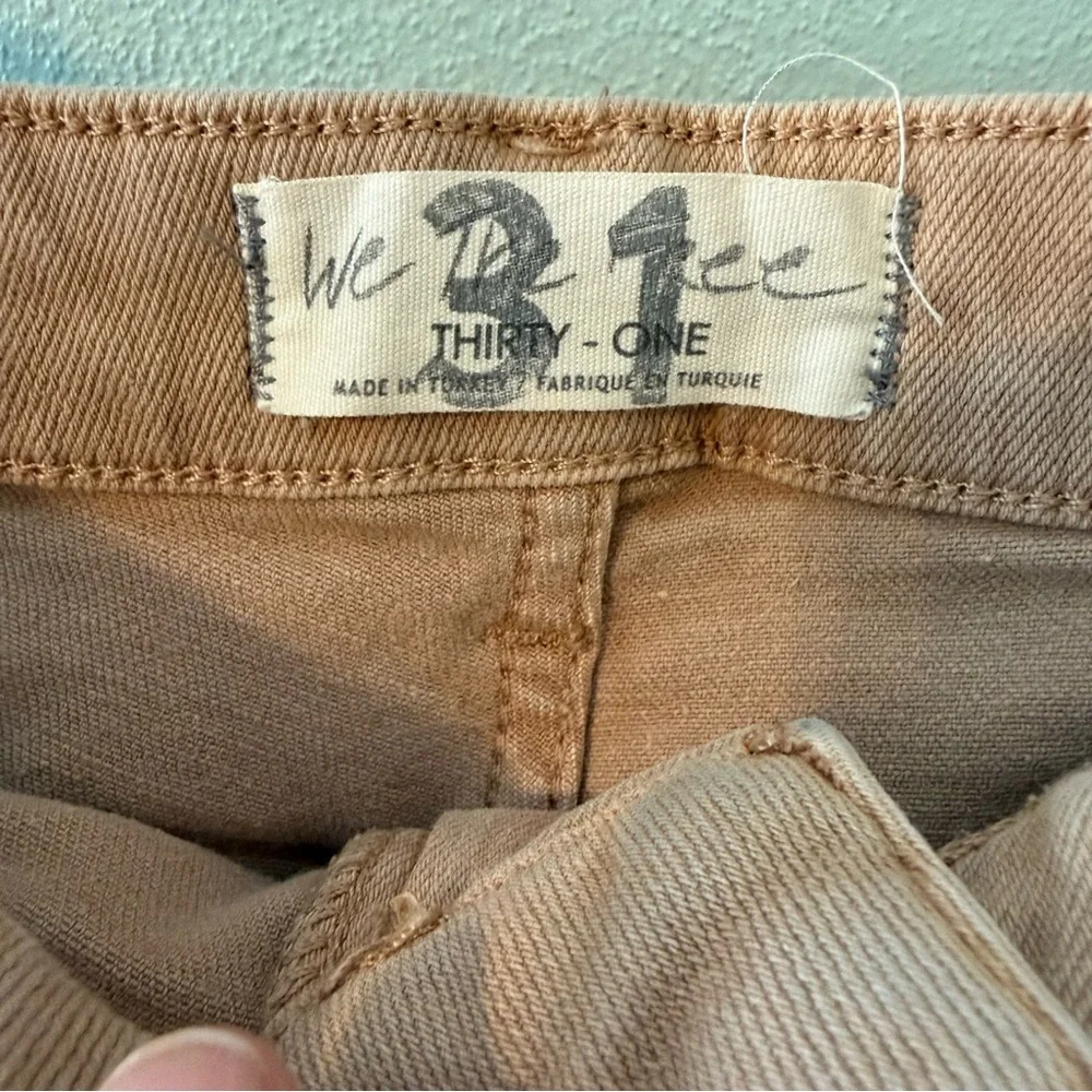 We The Free Women's Tan Cream Skinny Frayed Hem Jeans Size 31 High Waist - Picture 3 of 11
